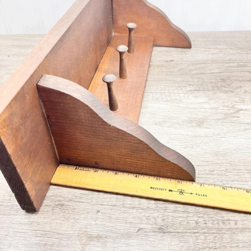 Vintage Midcentury Modern Wood Shelf: Curio Trinket Display